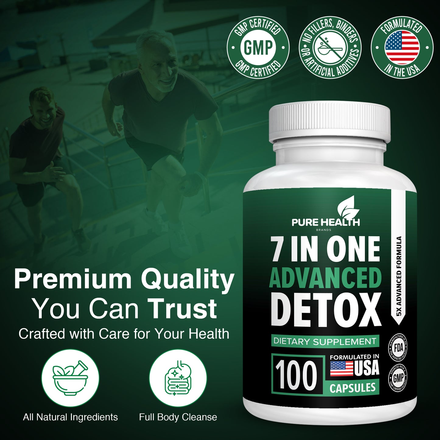 Extra Strength 7-in-ONE Advanced Formula - Full Body Cleanse - Detox & Liver Cleanse - Detox & Liver Repair, All Natural Toxins Remover, Healthy Cleansing Support for Liver (100 Count Pack of 1)