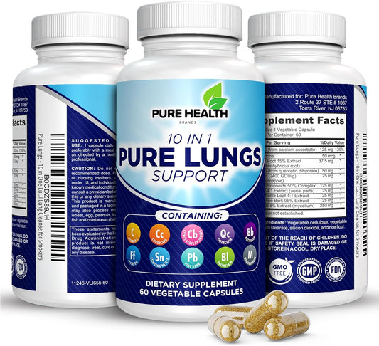 Lung Detox & Cleanse for Smokers - Quit Smoking Aid - 10 in 1 - All Natural Lung Detox, Promoting Clear Lungs & Lung Support - Vegan Supplement for Lung Detox; Supports Respiratory Health
